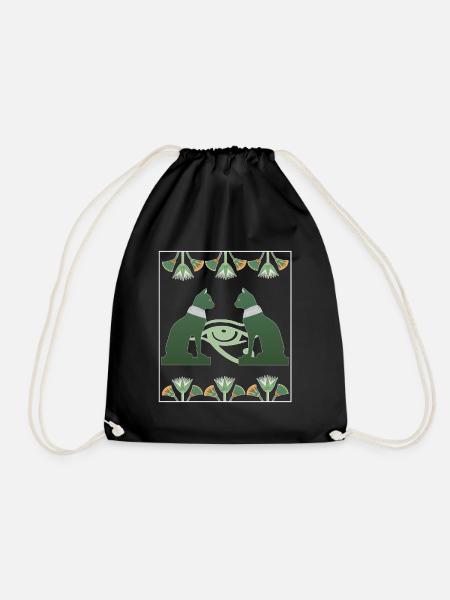 Katzengöttin Bastet und Horus Auge, Kunst Ägypten - Turnbeutel - Schwarz