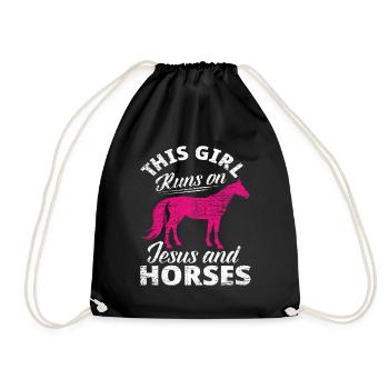 Cadeau de femme chrétienne chrétienne cheval - Sac de sport léger - noir - Devant