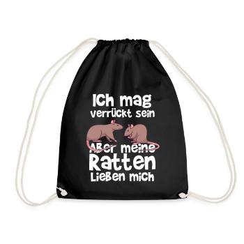 Ratte Nagetier Rattenbesitzer Geschenk - Turnbeutel - Schwarz - Vorne