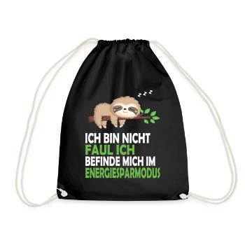 Faultier Schlafanzug Nachthemd Schlafshirt Pyjama - Turnbeutel - Schwarz - Vorne