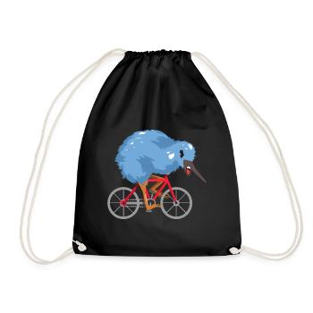 Kiwi bike - Drawstring Bag - black - Front