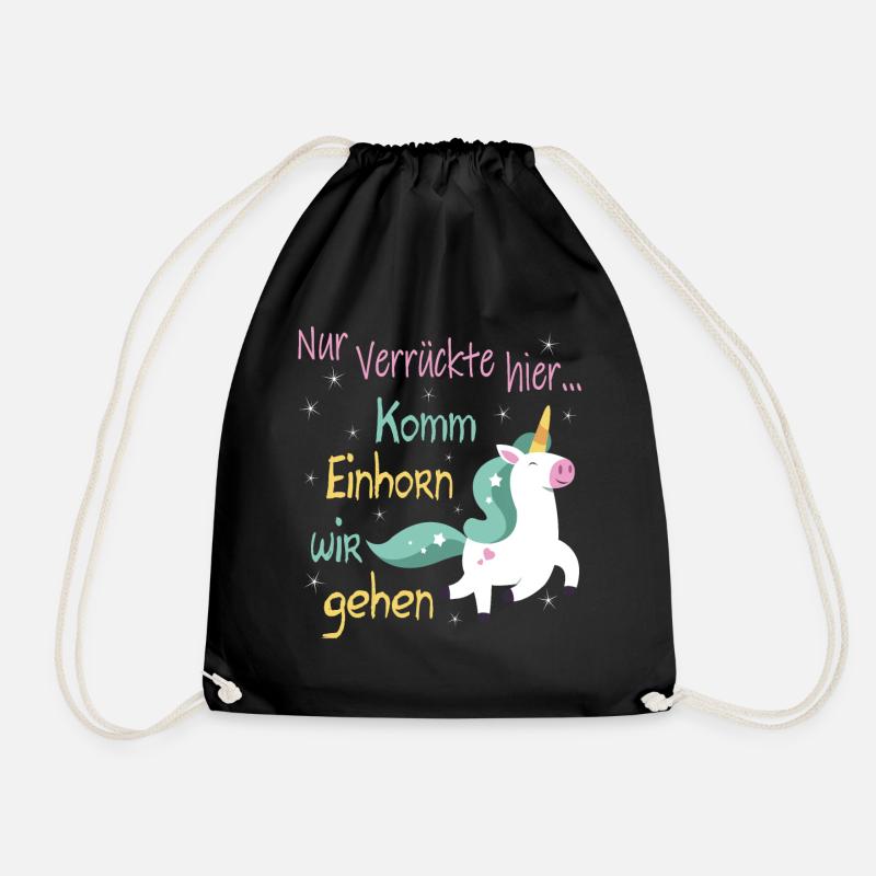 Komm Einhorn wir gehen magical cute unicorn gift - Turnbeutel - Schwarz
