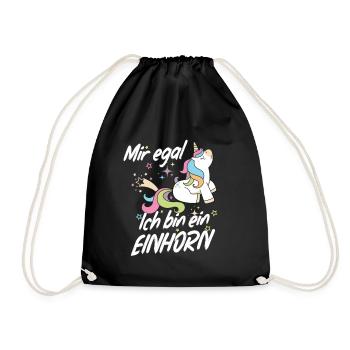 Mir Egal Ich Bin Ein Einhorn Fabelwesen, Geschenk - Turnbeutel - Schwarz - Vorne