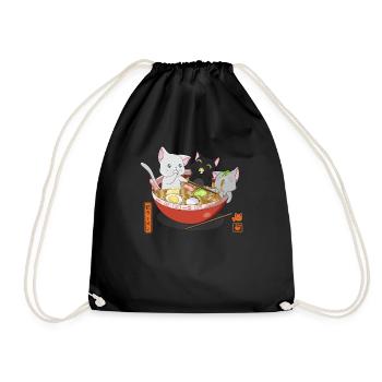 Ramen Katzen - Turnbeutel - Schwarz - Vorne