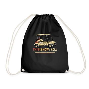Golf Buggy Golf Cart Golf Car Golf Course Car - Drawstring Bag - black - Front