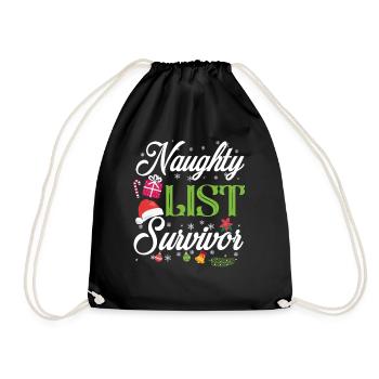 Weihnachten Naughty List Survivor - Turnbeutel - Schwarz - Vorne