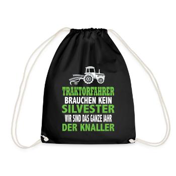 Traktor Trekker Landwirtschaft Landwirte Bauern - Turnbeutel - Schwarz - Vorne