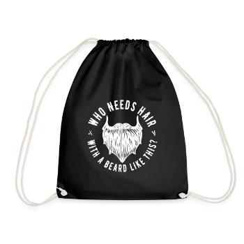 Who Needs Hair With A Beard Like This Bald Beard - Drawstring Bag - black - Front
