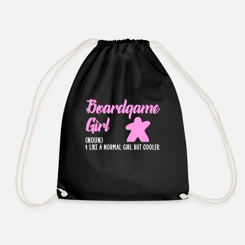boardgame girl - Drawstring Bag - black