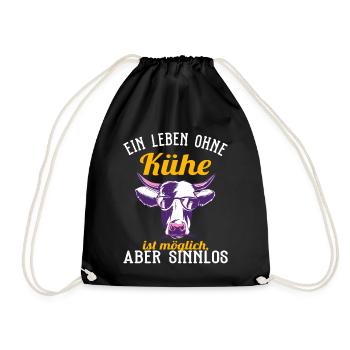 Kuh - Ein Leben ohne Kühe - Turnbeutel - Schwarz - Vorne