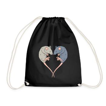 Süße Ratte Herz Herzform Hausratte - Drawstring Bag - black - Front
