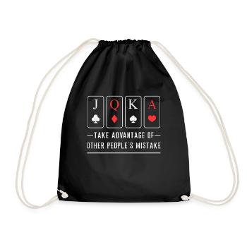 Poker Ass Kartenspiel Karte Herz Pik Geschenkidee - Turnbeutel - Schwarz - Vorne