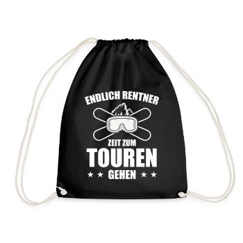 Endlich Rentner Zeit zum Touren Gehen Skitour - Turnbeutel - Schwarz - Vorne