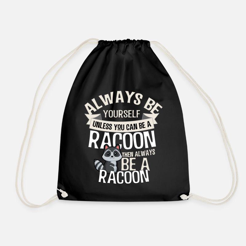 racoon - Drawstring Bag - black