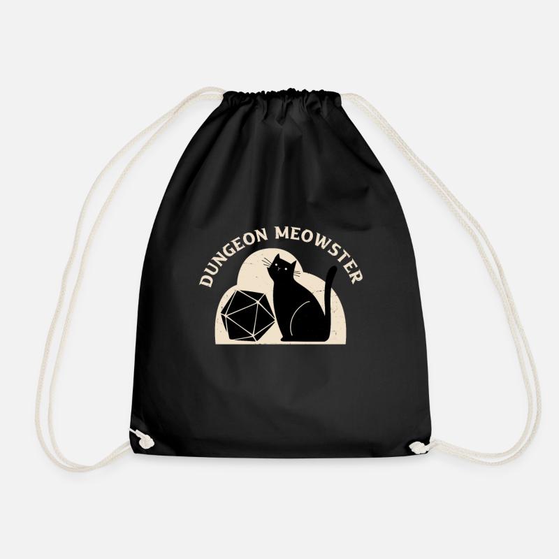 Dungeon Meowster - Drawstring Bag - black