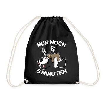 Nur noch 5 Minuten Faultier Panda schlafen Schlaf - Turnbeutel - Schwarz - Vorne