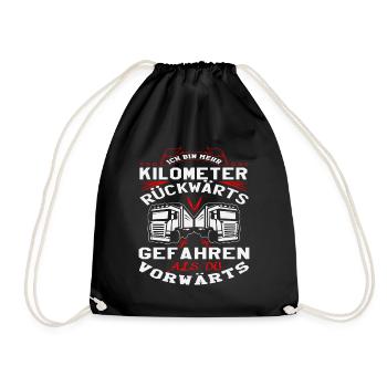 Trucker LKW Fahrer Fernfahrer Brummi Geschenk - Turnbeutel - Schwarz - Vorne