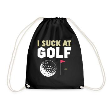 Golf Golfschläger Golfer Golfspieler Geschenk - Turnbeutel - Schwarz - Vorne