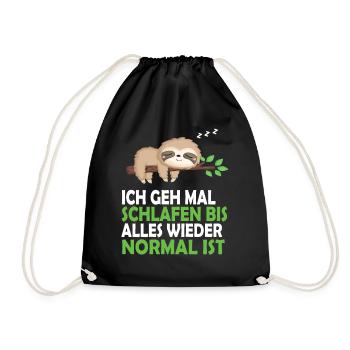 Faultier Schlafanzug Nachthemd Schlafshirt Pyjama - Turnbeutel - Schwarz - Vorne