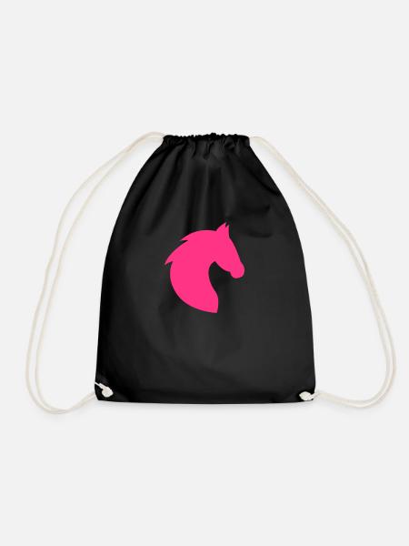 Pferd, Pferdekopf, Pferde, Reiten, Kopf - Turnbeutel - Schwarz