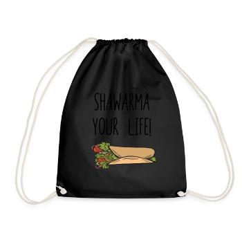 Shawarma arabic food kebab funny gift - Drawstring Bag - black - Front