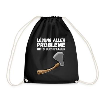 Problem Lösung 3 Buchstaben Axt Lustiger Spruch - Turnbeutel - Schwarz - Vorne