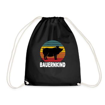 Bauernkind Landwirt Schwein Vintage Geschenk - Turnbeutel - Schwarz - Vorne