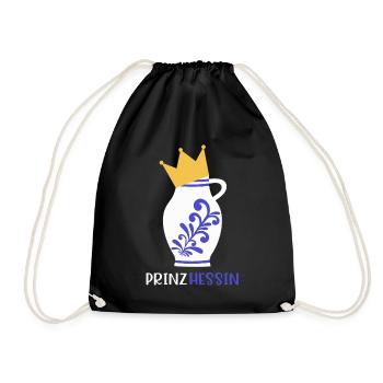 Apfelwein Prinzessin aus Hessen Prinzhessin Bembel - Turnbeutel - Schwarz - Vorne