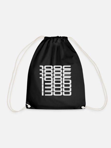 1986 Stack Digits Pattern - Drawstring Bag - black