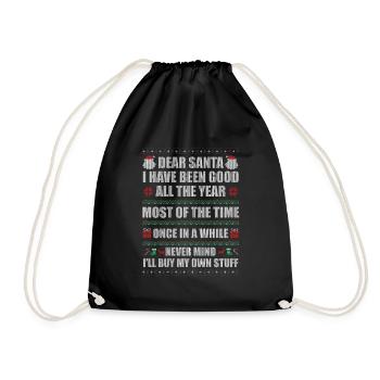 Christmas Santa Ugly Christmas Sweater - Drawstring Bag - black - Front