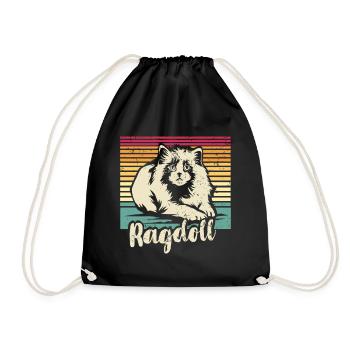 Ragdoll Cat - Drawstring Bag - black - Front