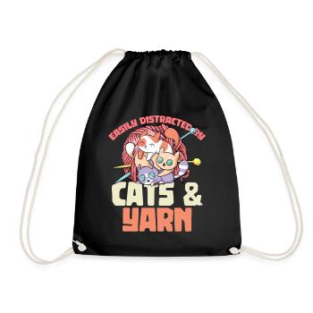 Facilement distrait par les chats et le fil au crochet - Sac de sport léger - noir - Devant