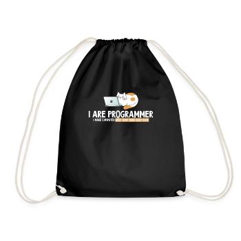 I program cat programmer - Drawstring Bag - black - Front