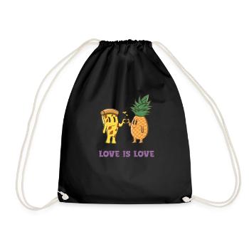 Love Is Love - Hawaiian Pizza Love - Pineapple Pizza - Drawstring Bag - black - Front