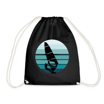 Surfer Windsurfer Blue Background - Drawstring Bag - black - Front