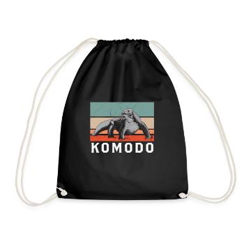 Komodo Dragon Monitor Lizard Reptiles Retro Vintage Komodo - Drawstring Bag - black - Front