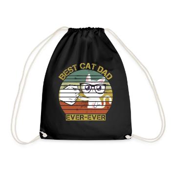 Vintage Best Cat Dad Ever Shirt - Drawstring Bag - black - Front