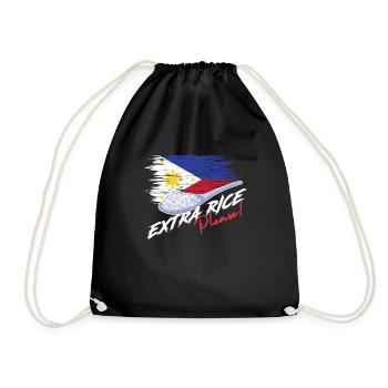Extra Rice Please Philippine Flag Filipino Pinoy - Drawstring Bag - black - Front