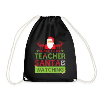 Christmas Teacher Ugly Christmas Sweater - Drawstring Bag - black - Front