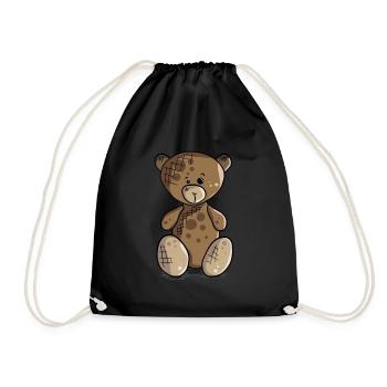 Cute Teddy Bear Teddy Bear Cartoon Teddybear Motif - Drawstring Bag - black - Front