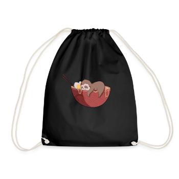Cute sloth in ramen - Drawstring Bag - black - Front