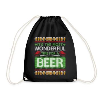 Christmas Beer Ugly Christmas Sweater - Drawstring Bag - black - Front