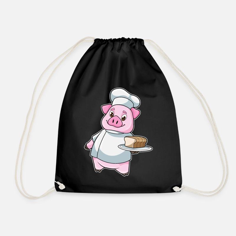 Schwein Bäcker Kuchen Backen - Turnbeutel - Schwarz