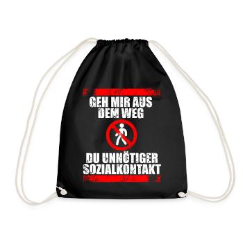 GEH MIR AUS DEM WEG DU UNNÖTIGER SOZIALKONTAKT - Turnbeutel - Schwarz - Vorne