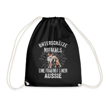 Australian Shepherd Hund Hundeliebhaber Lustige Sp - Turnbeutel - Schwarz - Vorne