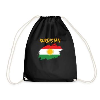 Kurdistan Kurdish flag flag - Drawstring Bag - black - Front