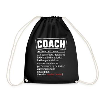 Coach Shirt Cute Sport Health Coach Definition - Drawstring Bag - black - Front