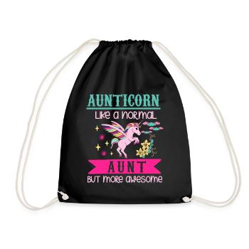 Unicorn unicorn rainbow glitter aunt gift - Drawstring Bag - black - Front