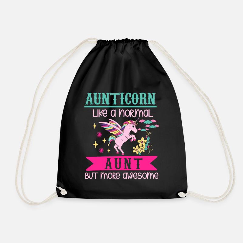 Einhorn Unicorn Regenbogen Glitzer Tante Geschenk - Turnbeutel - Schwarz