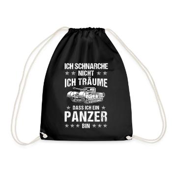 Ich schnarche nicht träume Panzer Panzerfahrer - Turnbeutel - Schwarz - Vorne